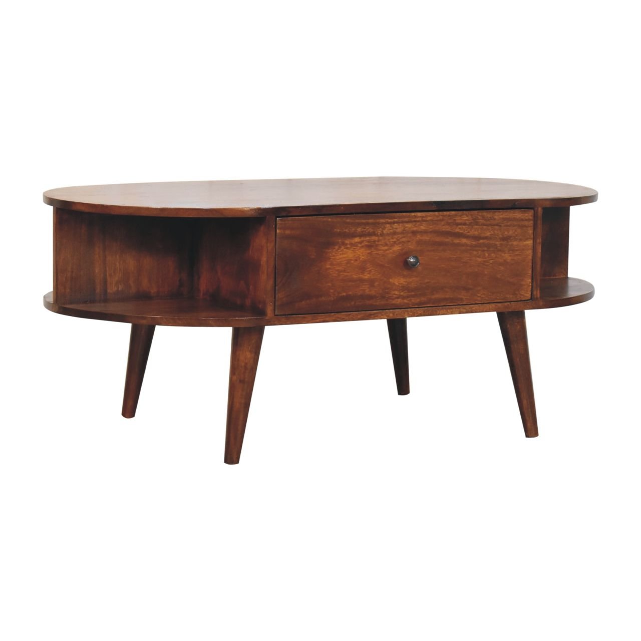 Stolik kawowy z naturalnych materiałów – kasztanowy, 110 cm - Image 2