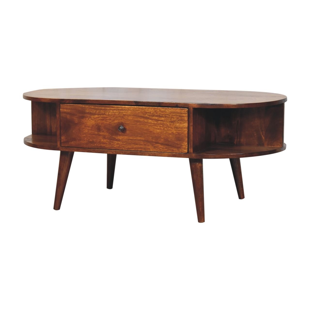 Stolik kawowy z naturalnych materiałów – kasztanowy, 110 cm - Image 3