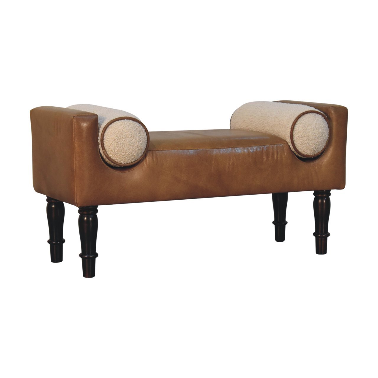 Ławka z litego drewna mango – orzechowa, 92 cm - obrazek 2