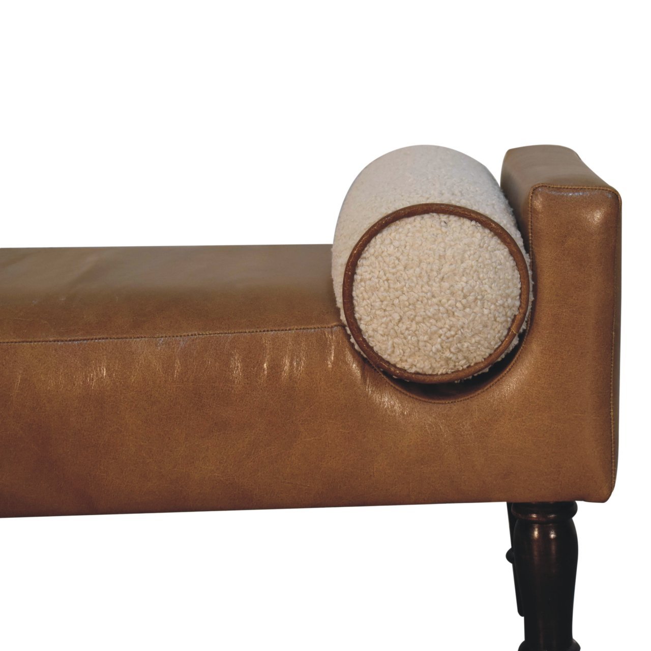 Ławka z litego drewna mango – orzechowa, 92 cm - obrazek 4