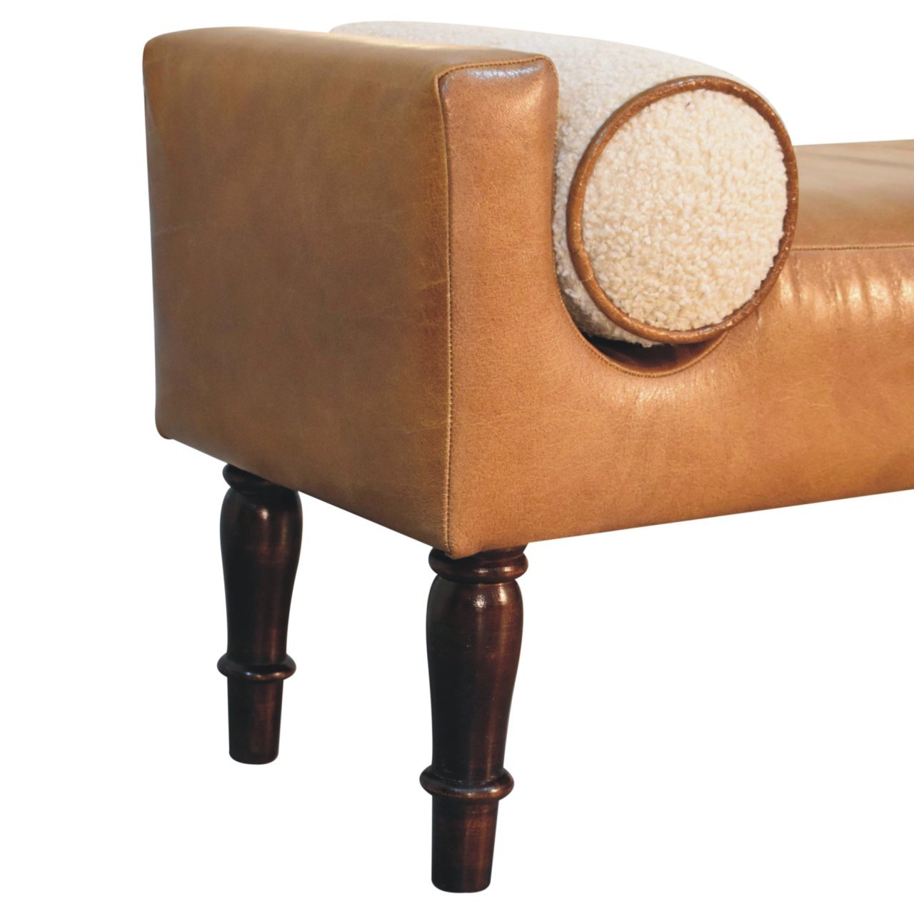 Ławka z litego drewna mango – orzechowa, 92 cm - obrazek 6
