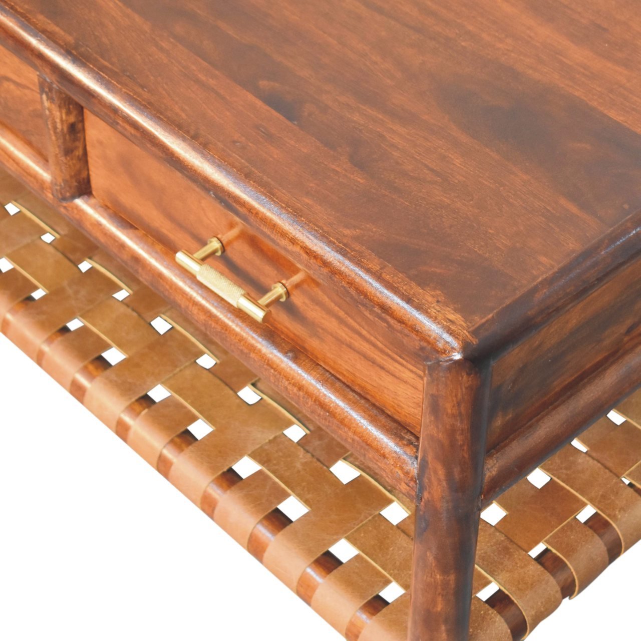 Stolik kawowy Artisan IN3940 – lite drewno mango, wykończenie kasztanowe - Image 3