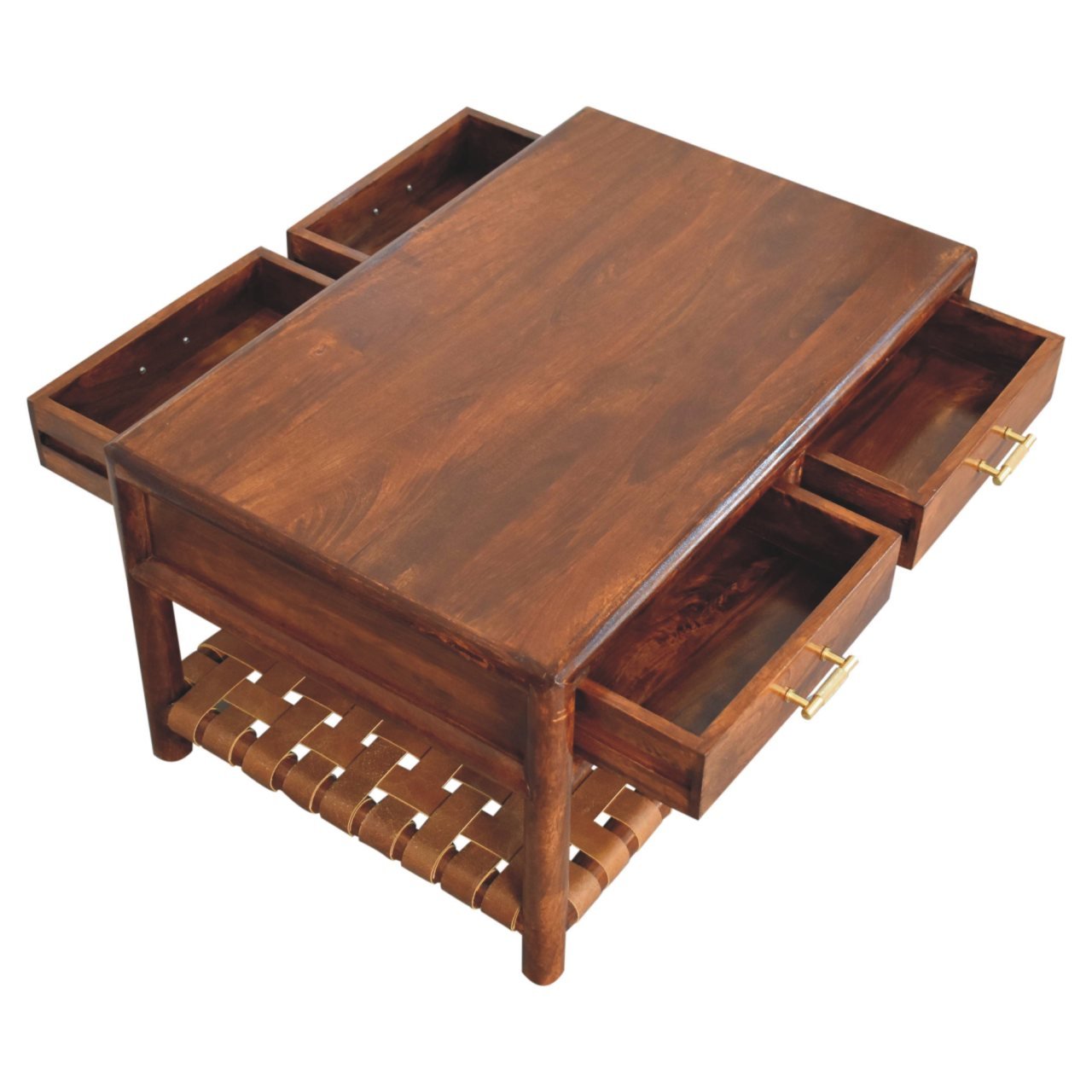 Stolik kawowy Artisan IN3940 – lite drewno mango, wykończenie kasztanowe - Image 4