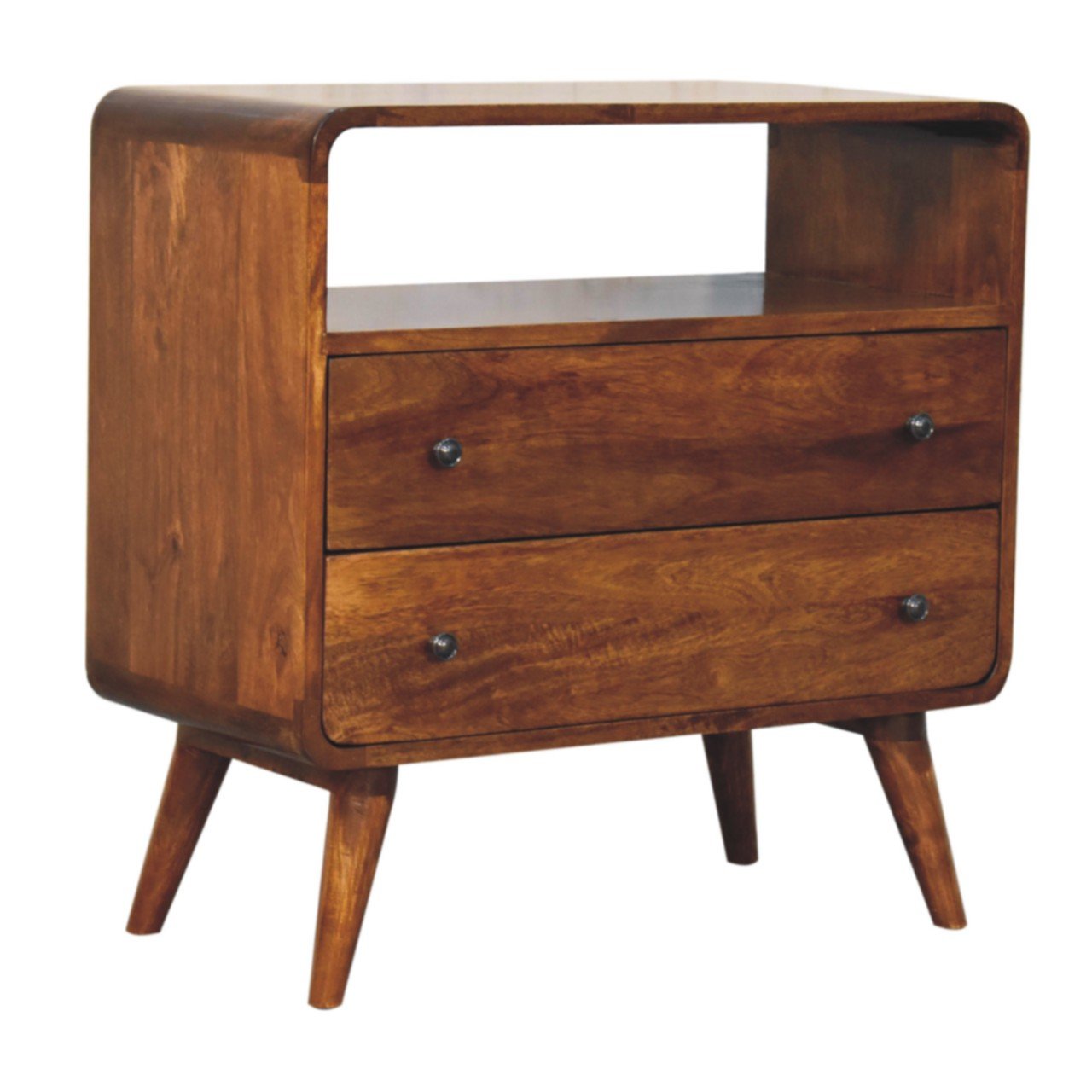 Komoda z litego drewna mango – kasztanowa, 70 cm — model IN3945