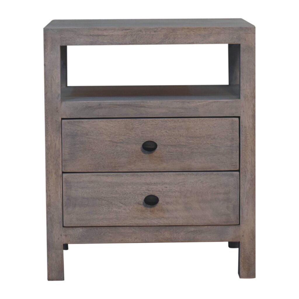 Szafka nocna z naturalnych materiałów – czarna, 50 cm