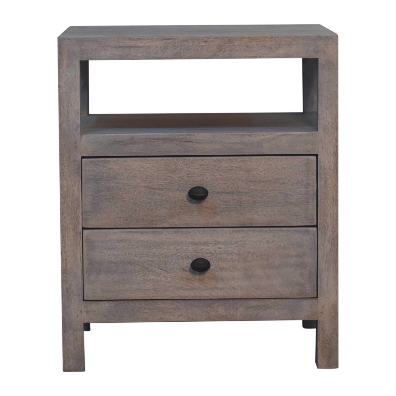 Szafka nocna z naturalnych materiałów – czarna, 50 cm