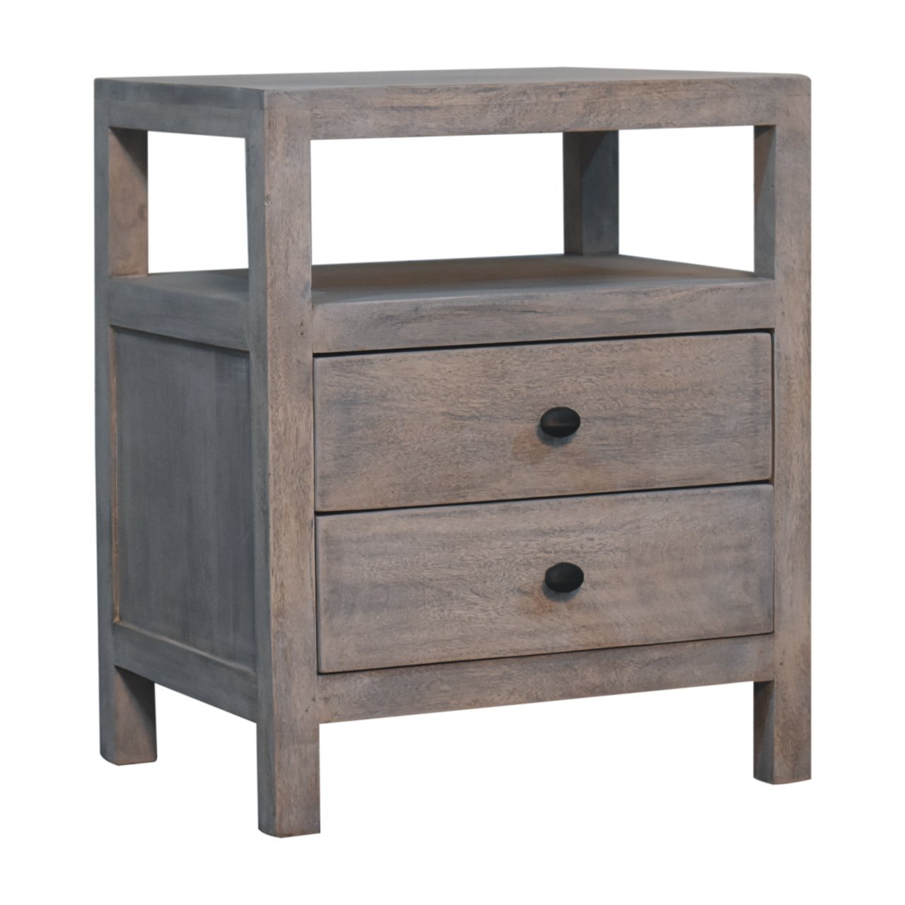 Szafka nocna z naturalnych materiałów – czarna, 50 cm - obrazek 2