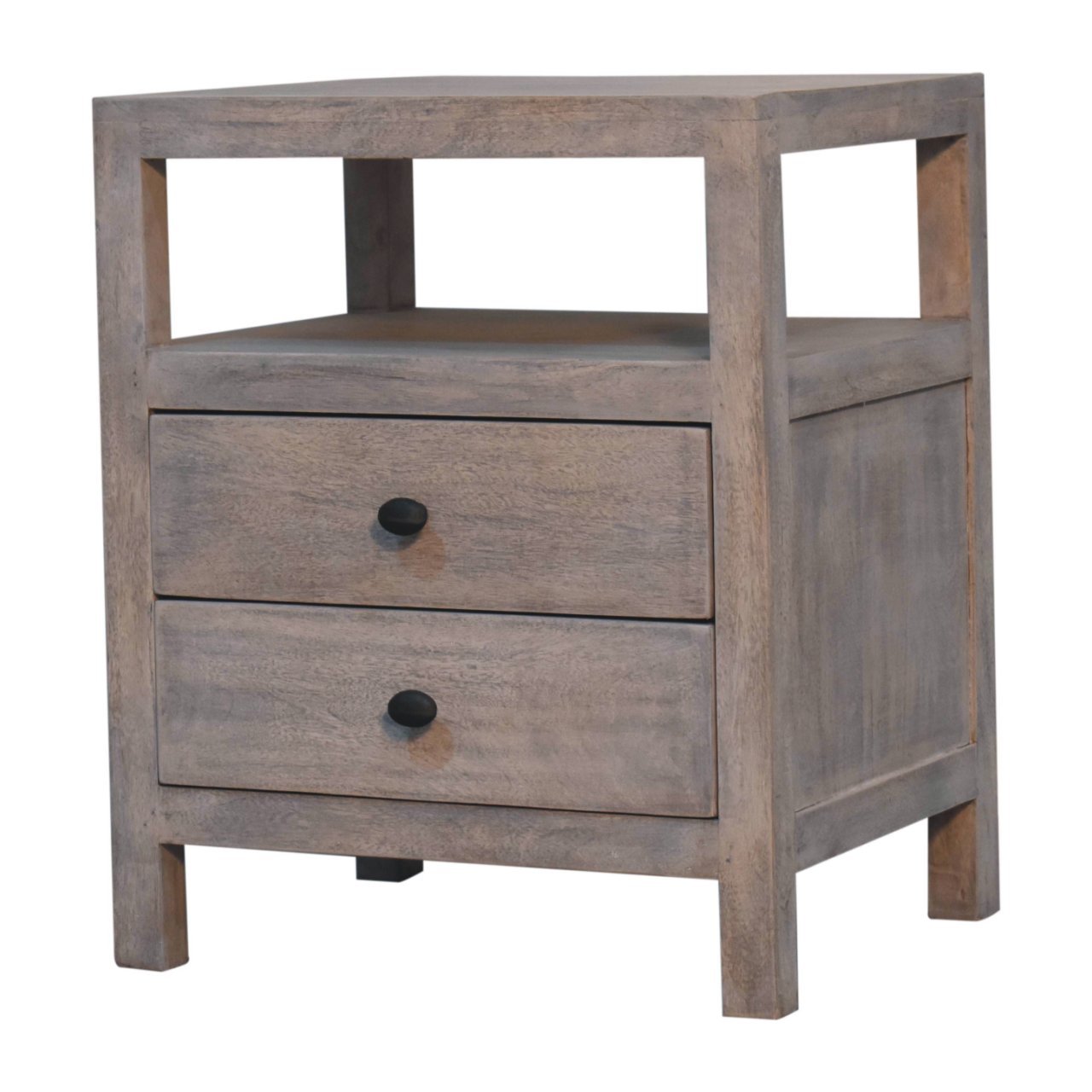Szafka nocna z naturalnych materiałów – czarna, 50 cm - obrazek 3