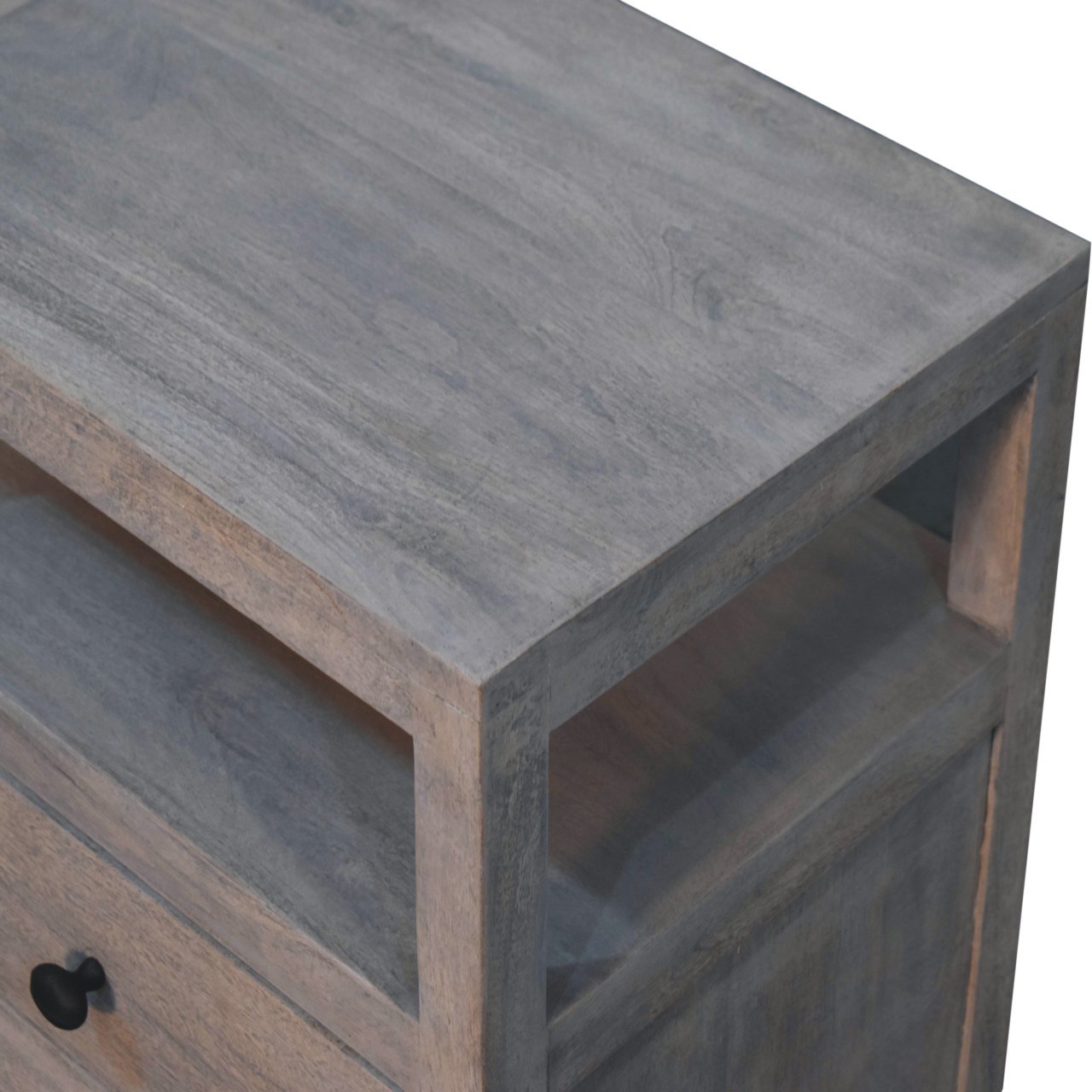 Szafka nocna z naturalnych materiałów – czarna, 50 cm - obrazek 5