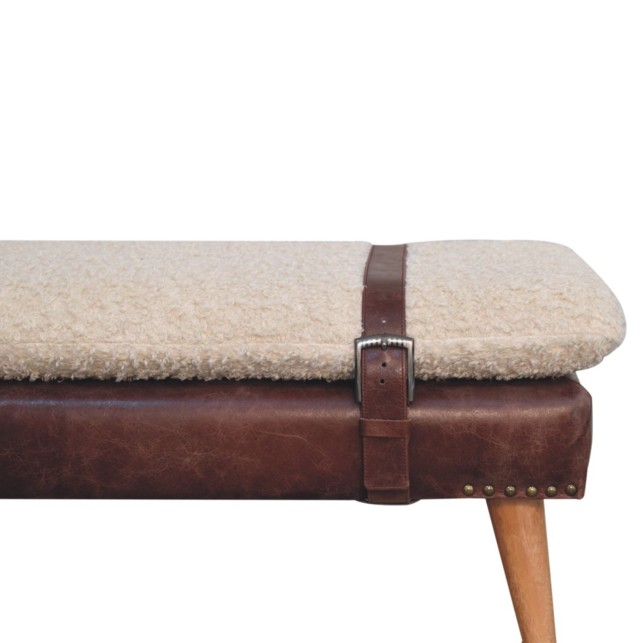 Ławka z drewna o dębowym charakterze – dębowa, 90 cm — model IN3955 - obrazek 3