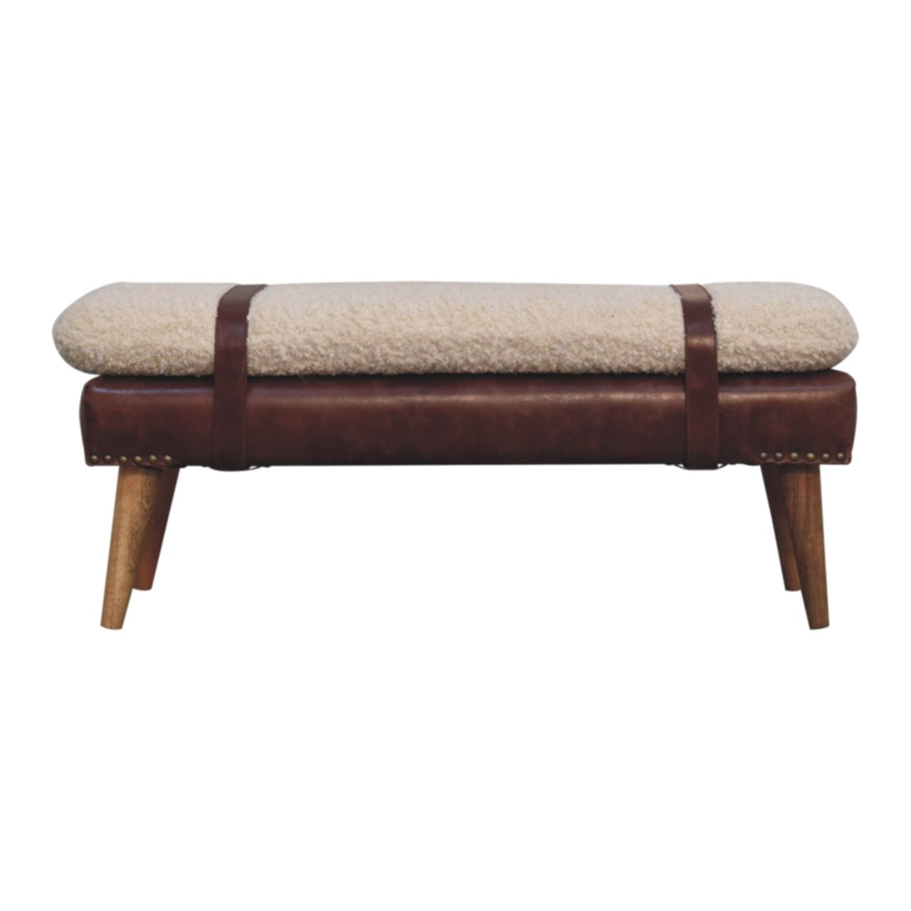 Ławka z drewna o dębowym charakterze – dębowa, 90 cm — model IN3955 - obrazek 8