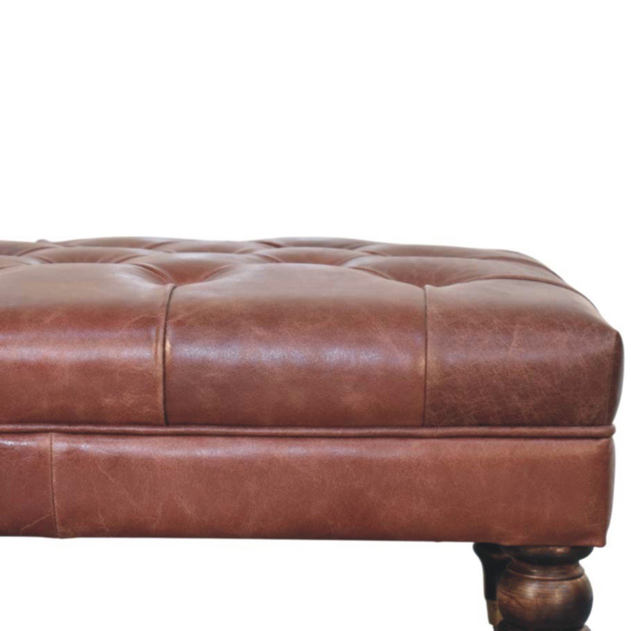 Pufa z litego drewna mango – 45 cm — model IN3961 - obrazek 3