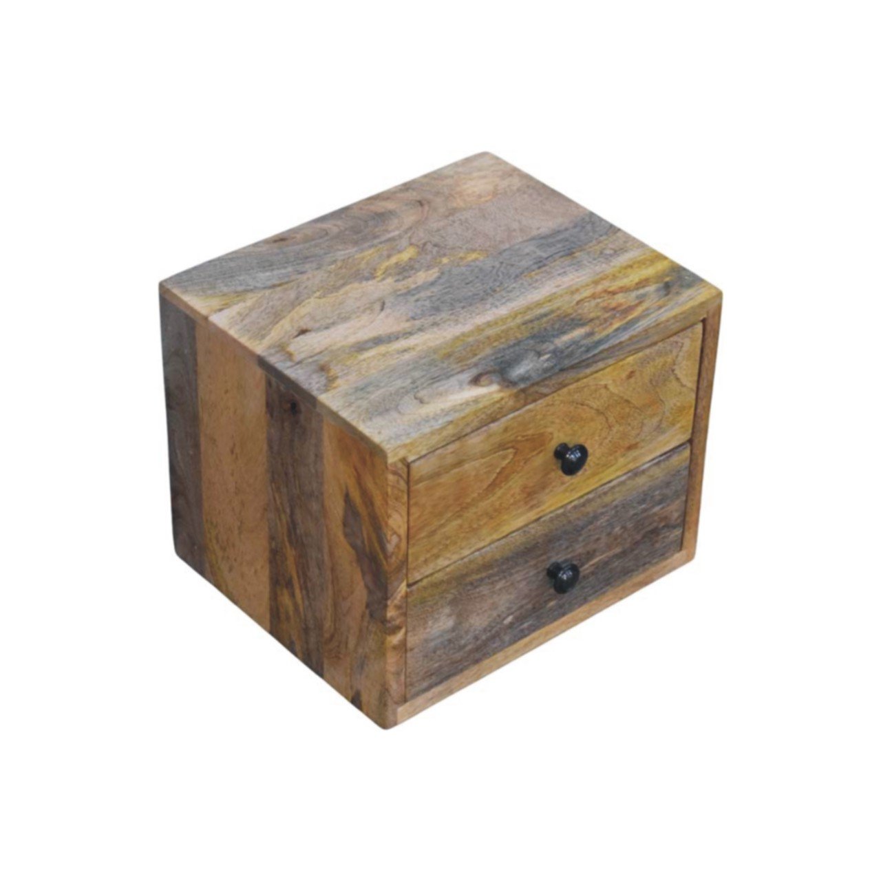 Szafka nocna z litego drewna mango – czarna, 30 cm — model IN3964 - obrazek 3