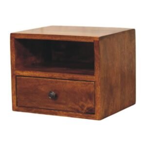 Szafka nocna z litego drewna mango – kasztanowa, 30 cm — model IN3966
