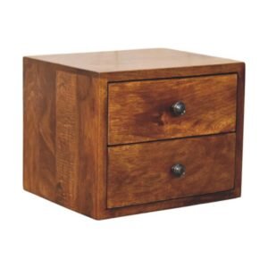 Szafka nocna z litego drewna mango – kasztanowa, 30 cm — model IN3967