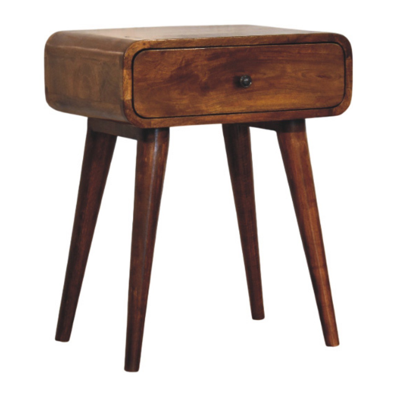 Szafka nocna z litego drewna mango – kasztanowa, 45 cm — model IN3981 - obrazek 2