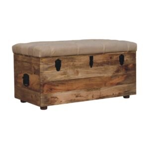 Kosz z litego drewna mango – dębowy, 90 cm — model IN3986
