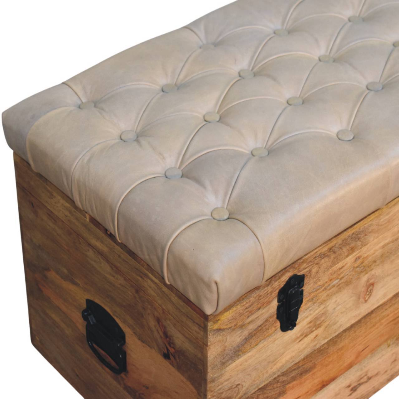 Kosz z litego drewna mango – dębowy, 90 cm — model IN3986 - Image 5