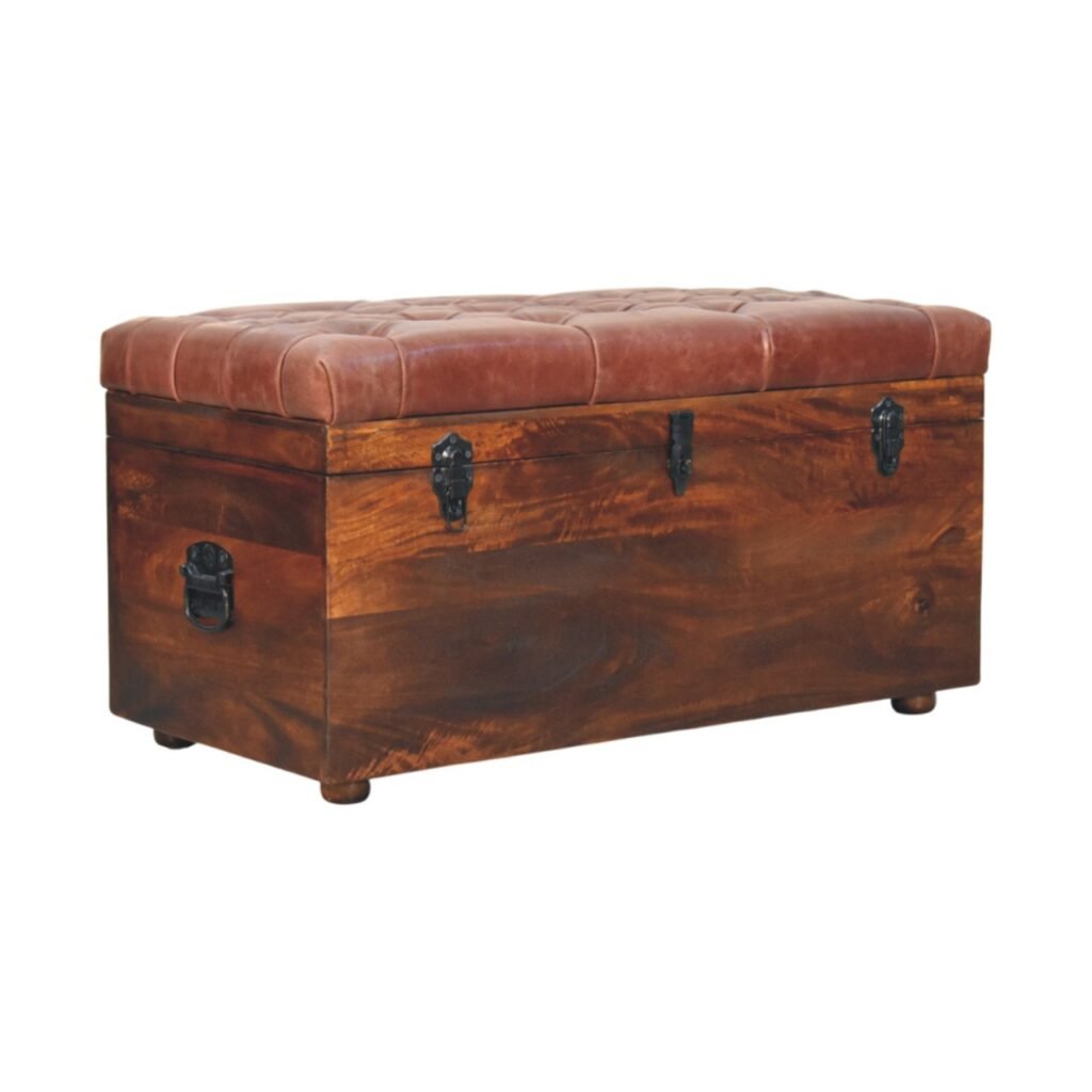 Kosz z litego drewna mango – orzechowy, 90 cm — model IN3988