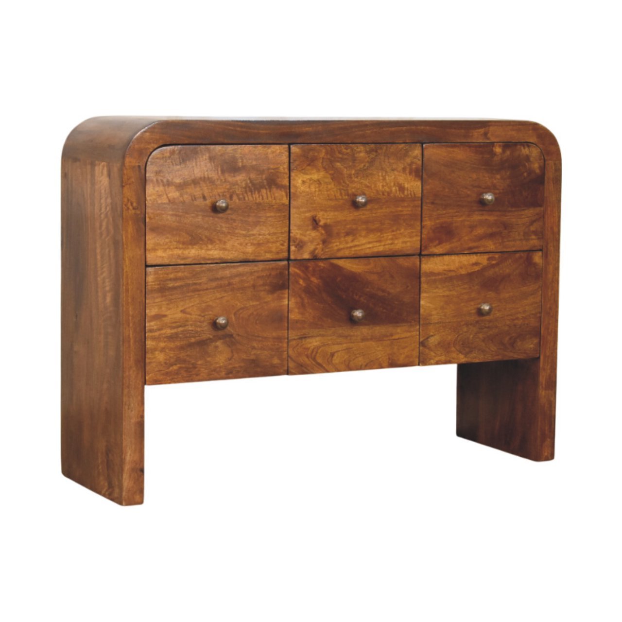 Komoda z litego drewna mango – kasztanowa, 110 cm - obrazek 2