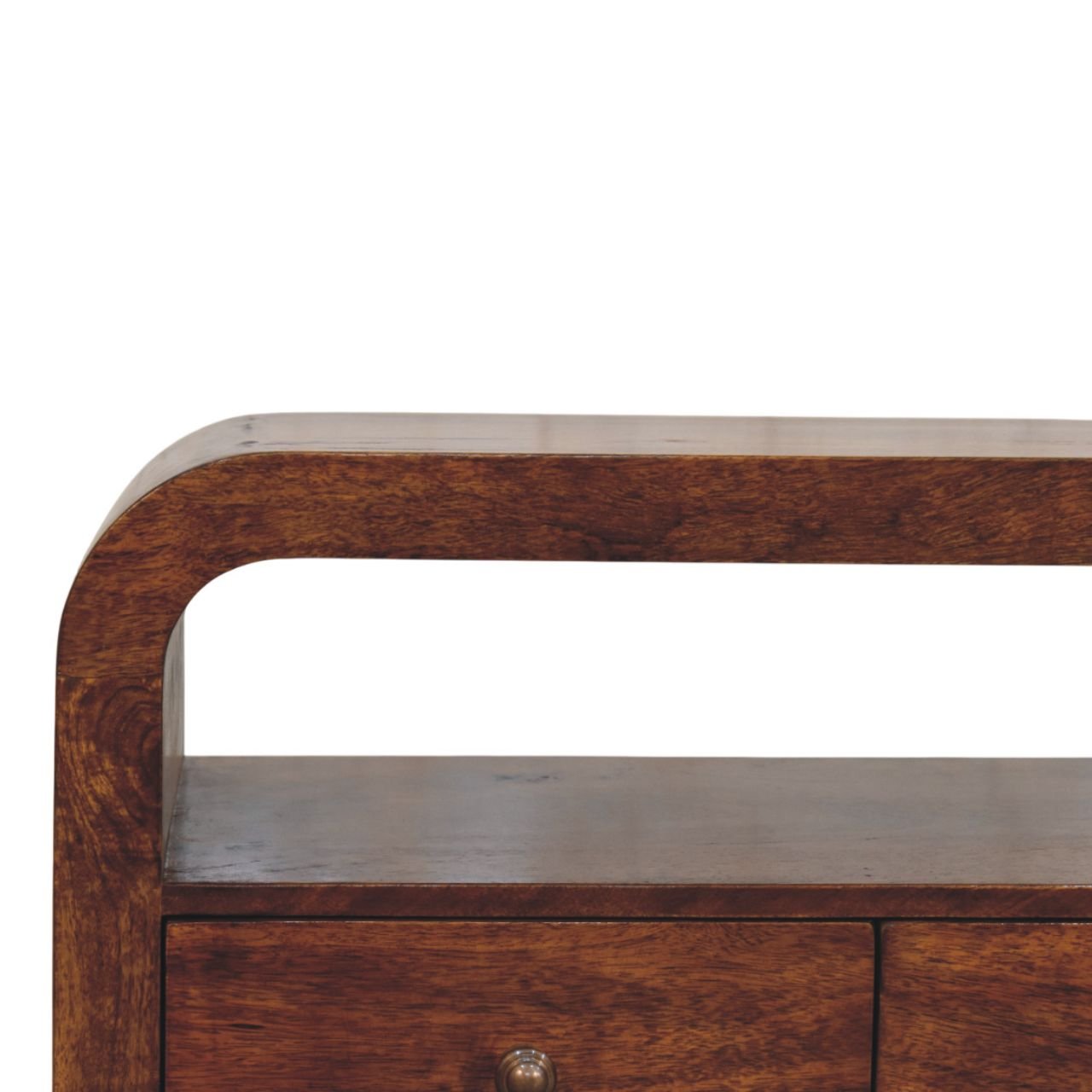 Szafka RTV z litego drewna mango – kasztanowa, 110 cm — model IN3990 - obrazek 3