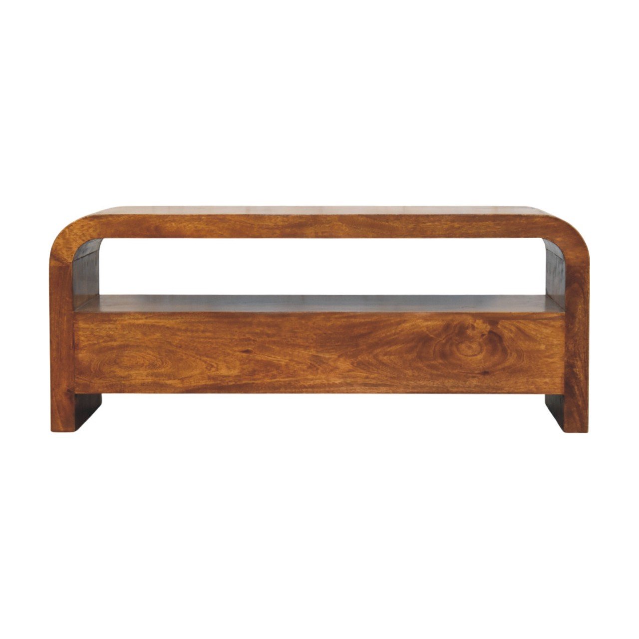 Szafka RTV z litego drewna mango – kasztanowa, 110 cm — model IN3990 - obrazek 8