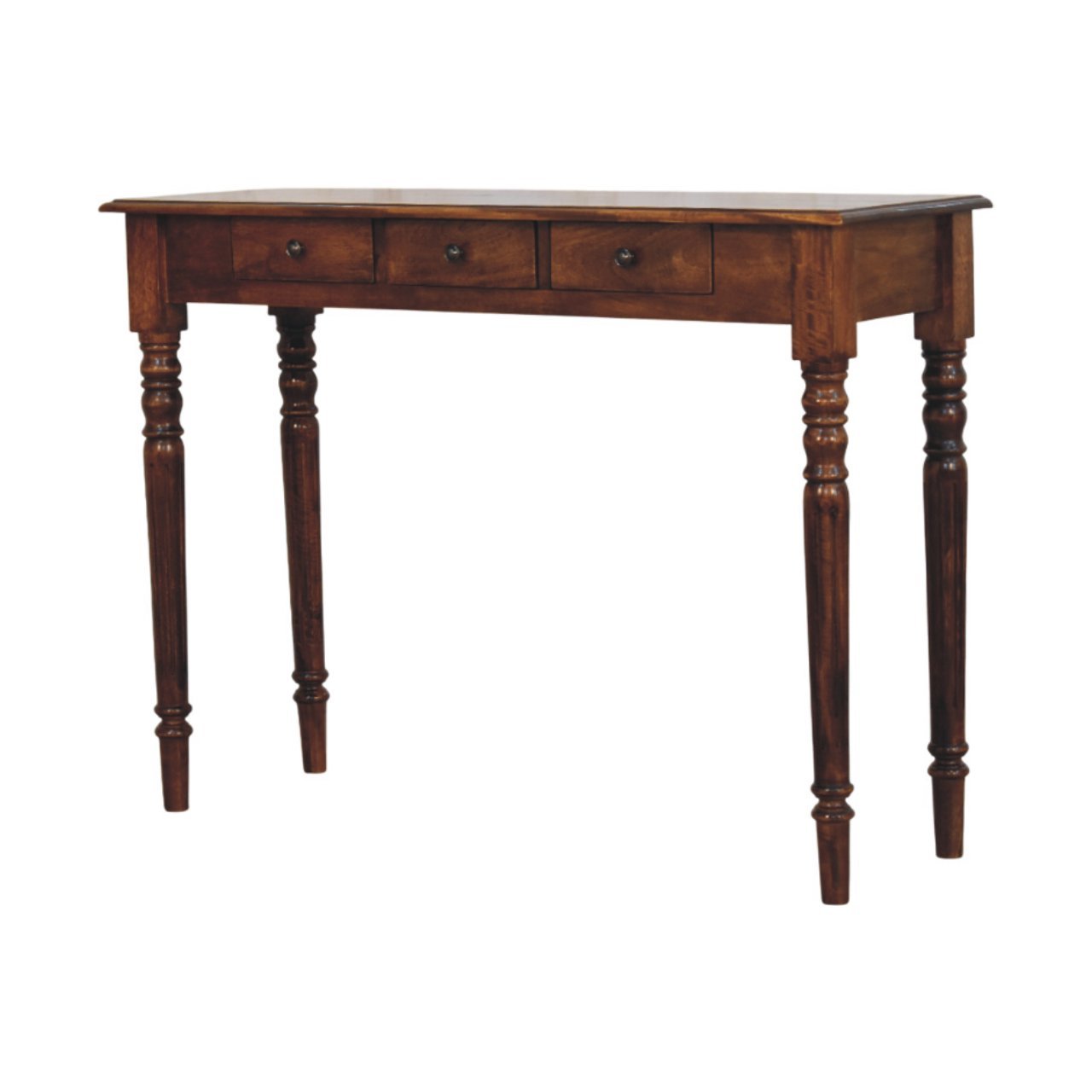 Konsola z litego drewna mango – kasztanowa, 110 cm — model IN3991 - obrazek 2