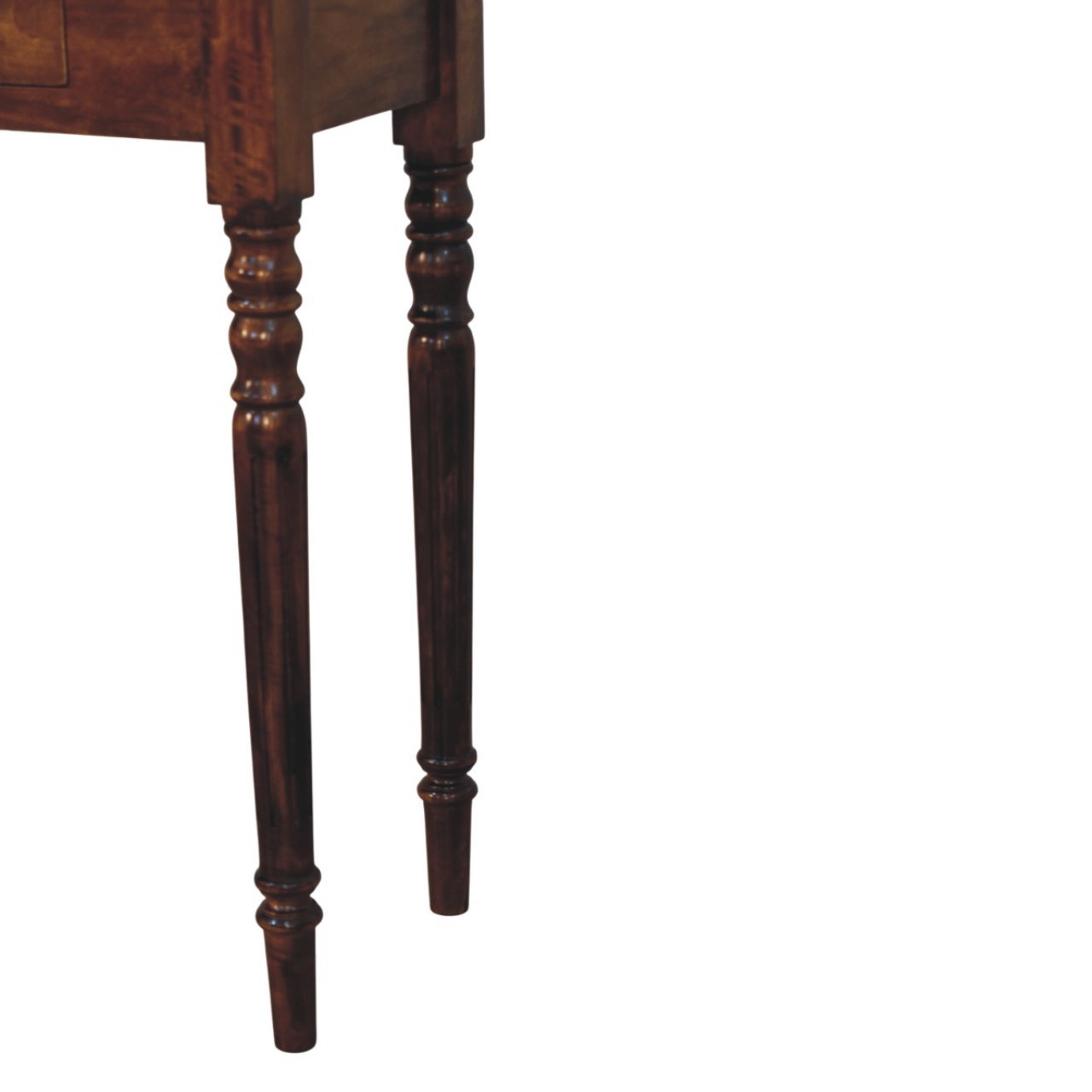 Konsola z litego drewna mango – kasztanowa, 110 cm — model IN3991 - obrazek 6