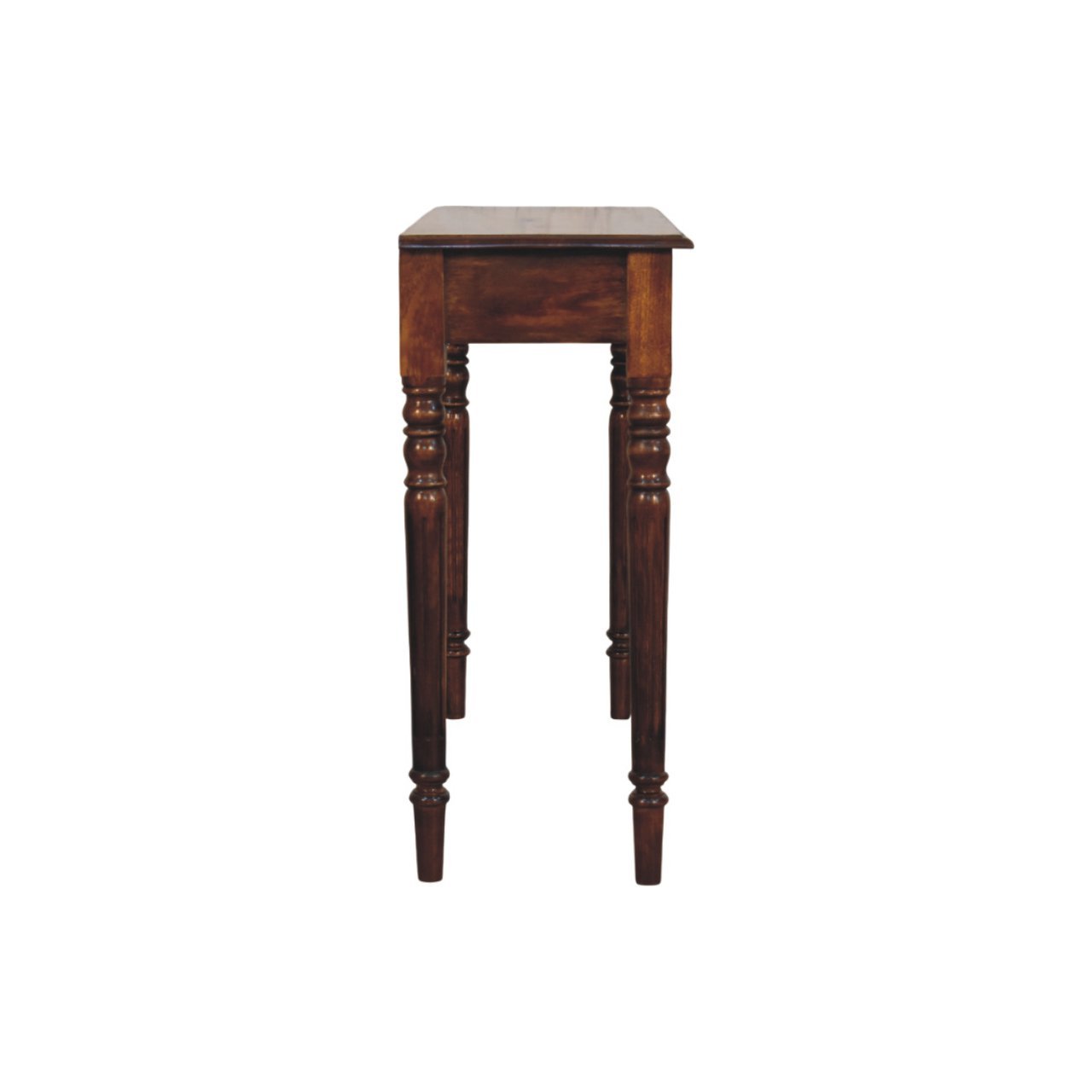 Konsola z litego drewna mango – kasztanowa, 110 cm — model IN3991 - obrazek 7