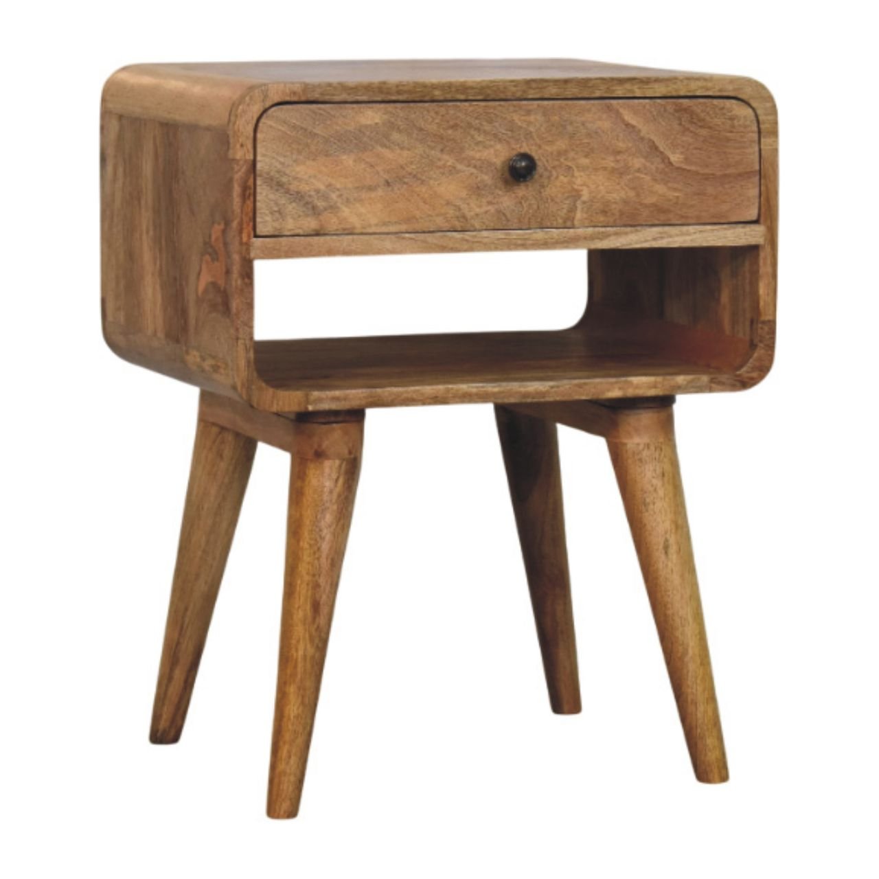 Szafka nocna z litego drewna mango – dębowa, 45 cm — model IN3997 - obrazek 2