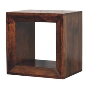 Stolik kawowy z litego drewna mango – orzechowy, 45 cm — model IN3995
