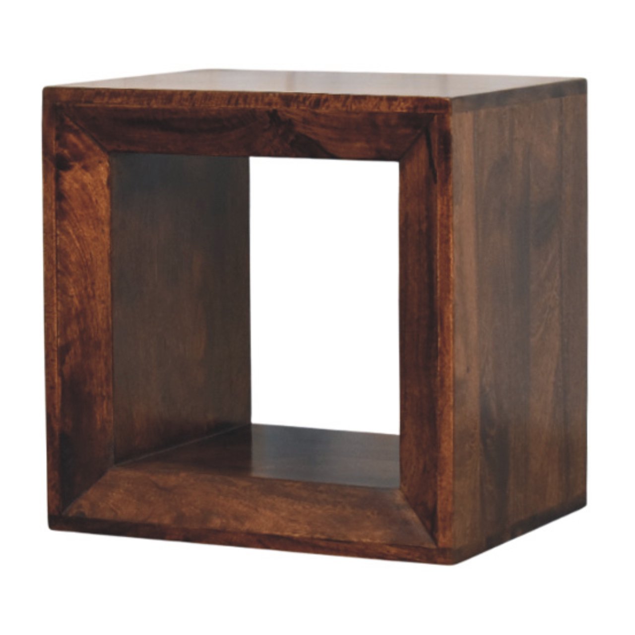 Stolik kawowy z litego drewna mango – orzechowy, 45 cm — model IN3995
