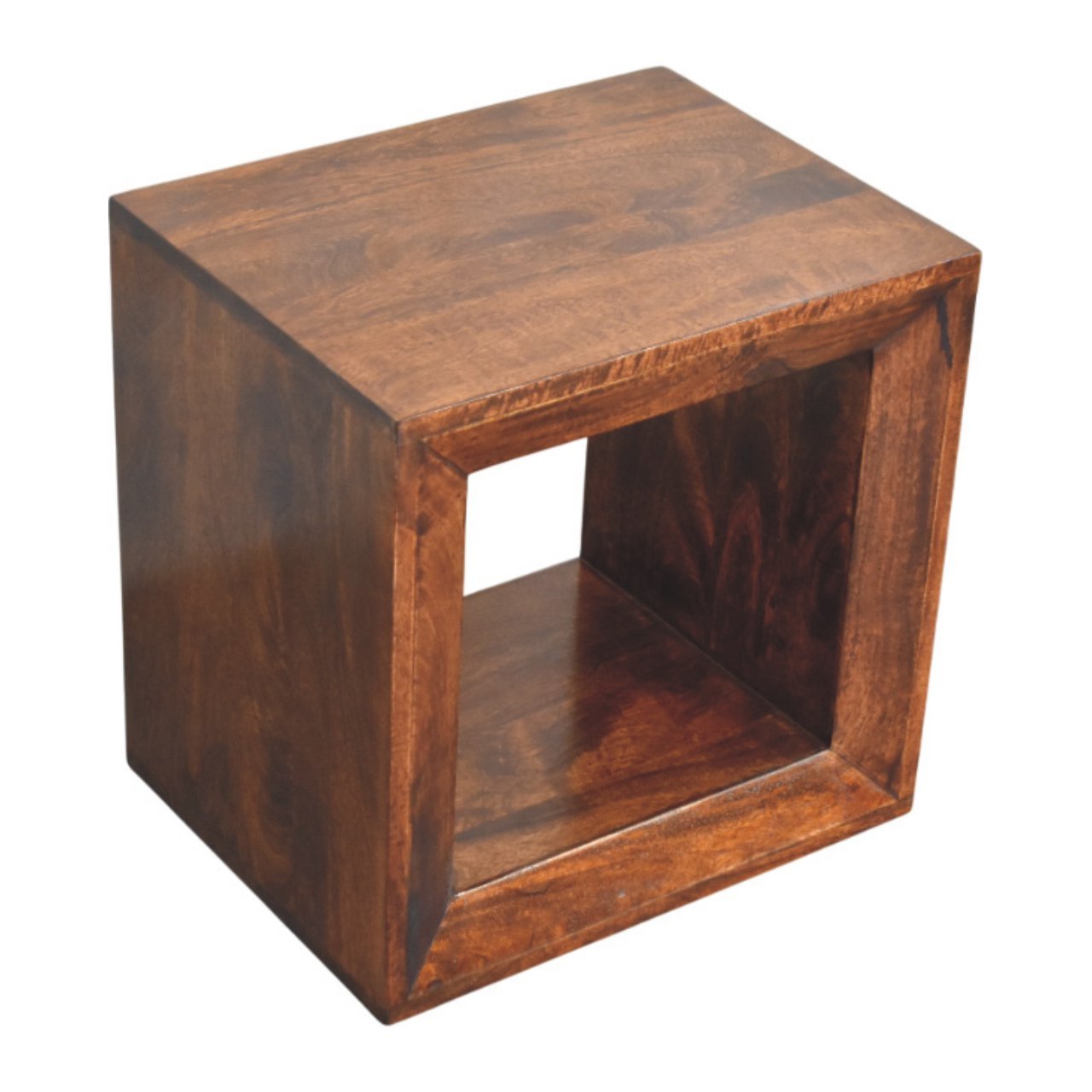 Stolik kawowy z litego drewna mango – orzechowy, 45 cm — model IN3995 - obrazek 4