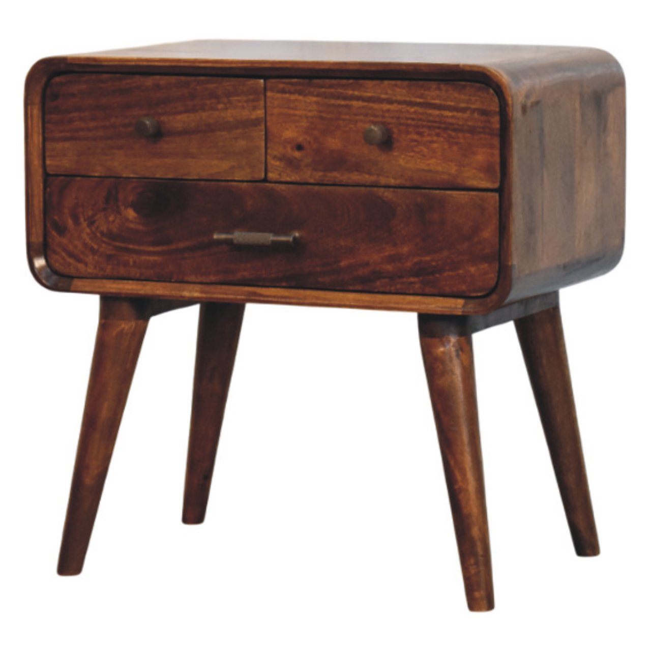 Szafka nocna z litego drewna mango – kasztanowa, 55 cm — model IN3996 - Image 2