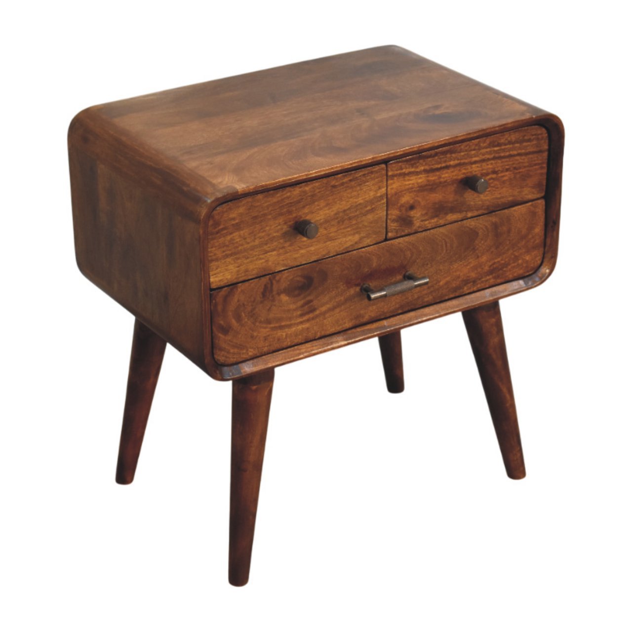 Szafka nocna z litego drewna mango – kasztanowa, 55 cm — model IN3996 - Image 5