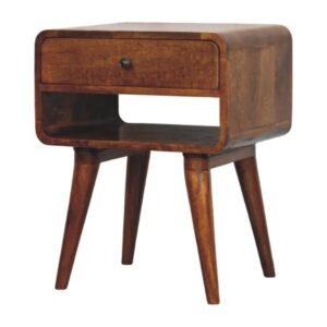 Szafka nocna z litego drewna mango – kasztanowa, 45 cm — model IN3993