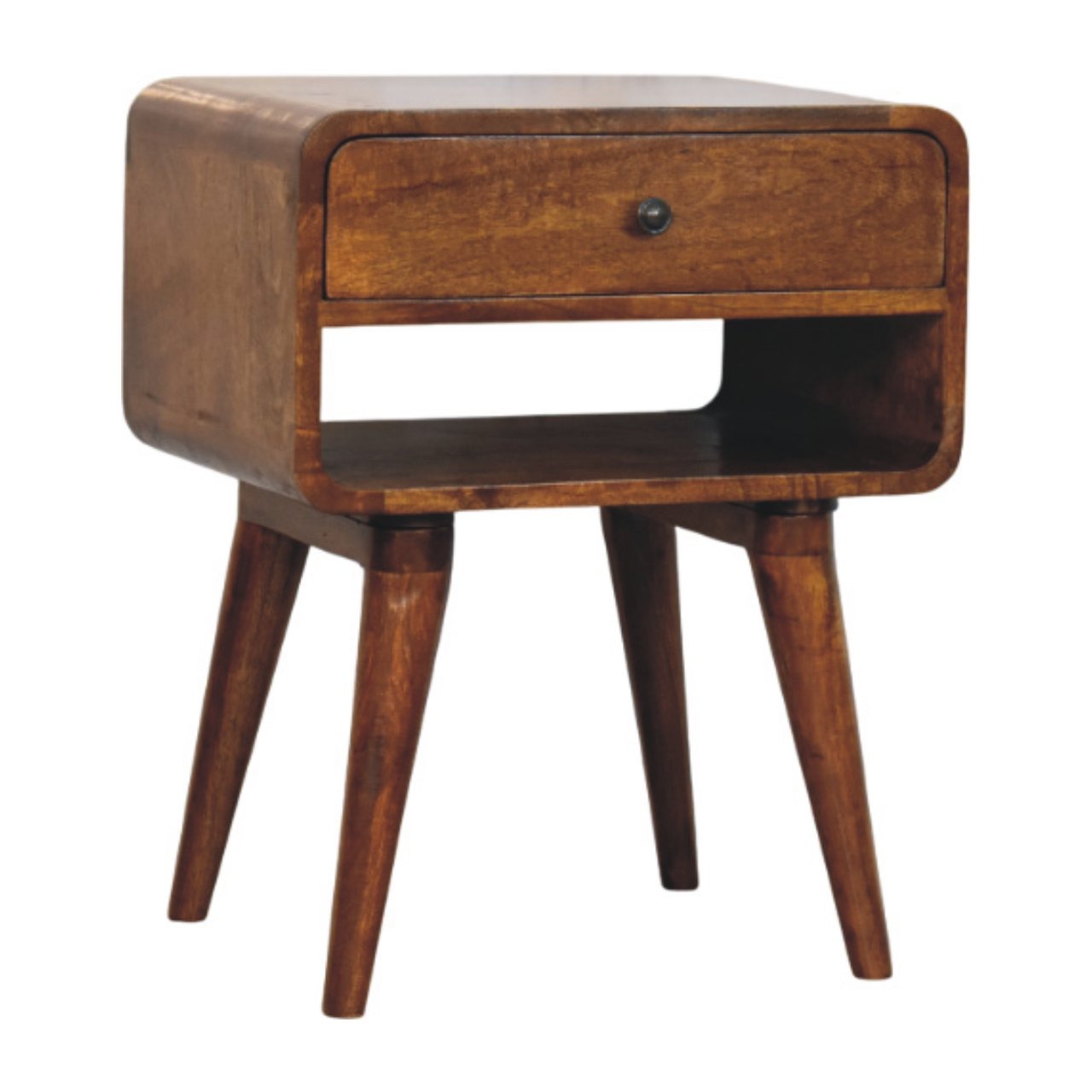 Szafka nocna z litego drewna mango – kasztanowa, 45 cm — model IN3993 - obrazek 2