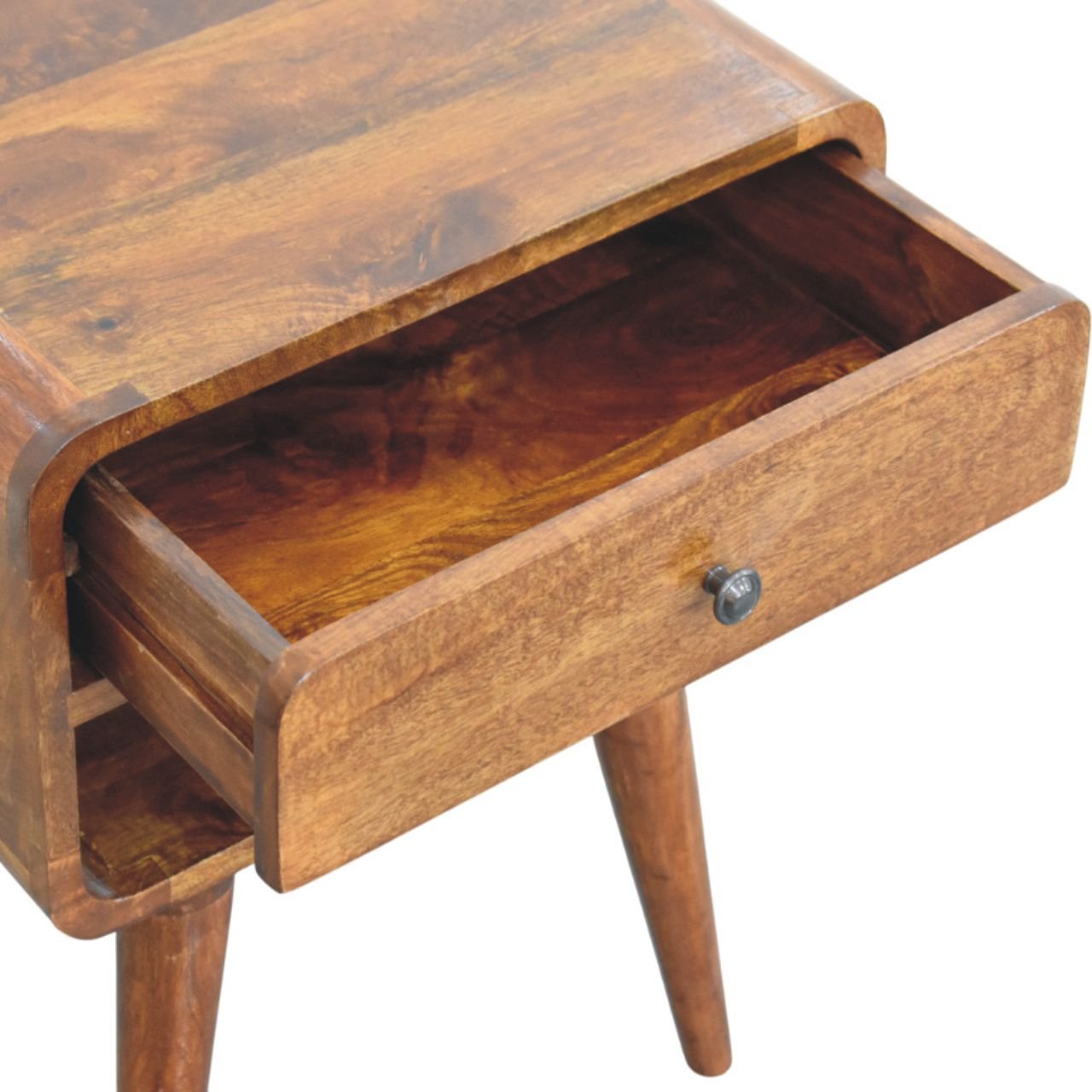 Szafka nocna z litego drewna mango – kasztanowa, 45 cm — model IN3993 - obrazek 5