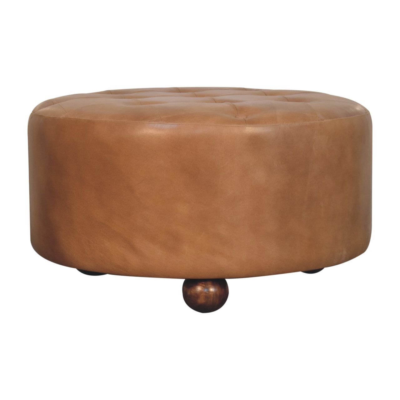 Pufa z drewna i skóry – 82 cm - Image 3