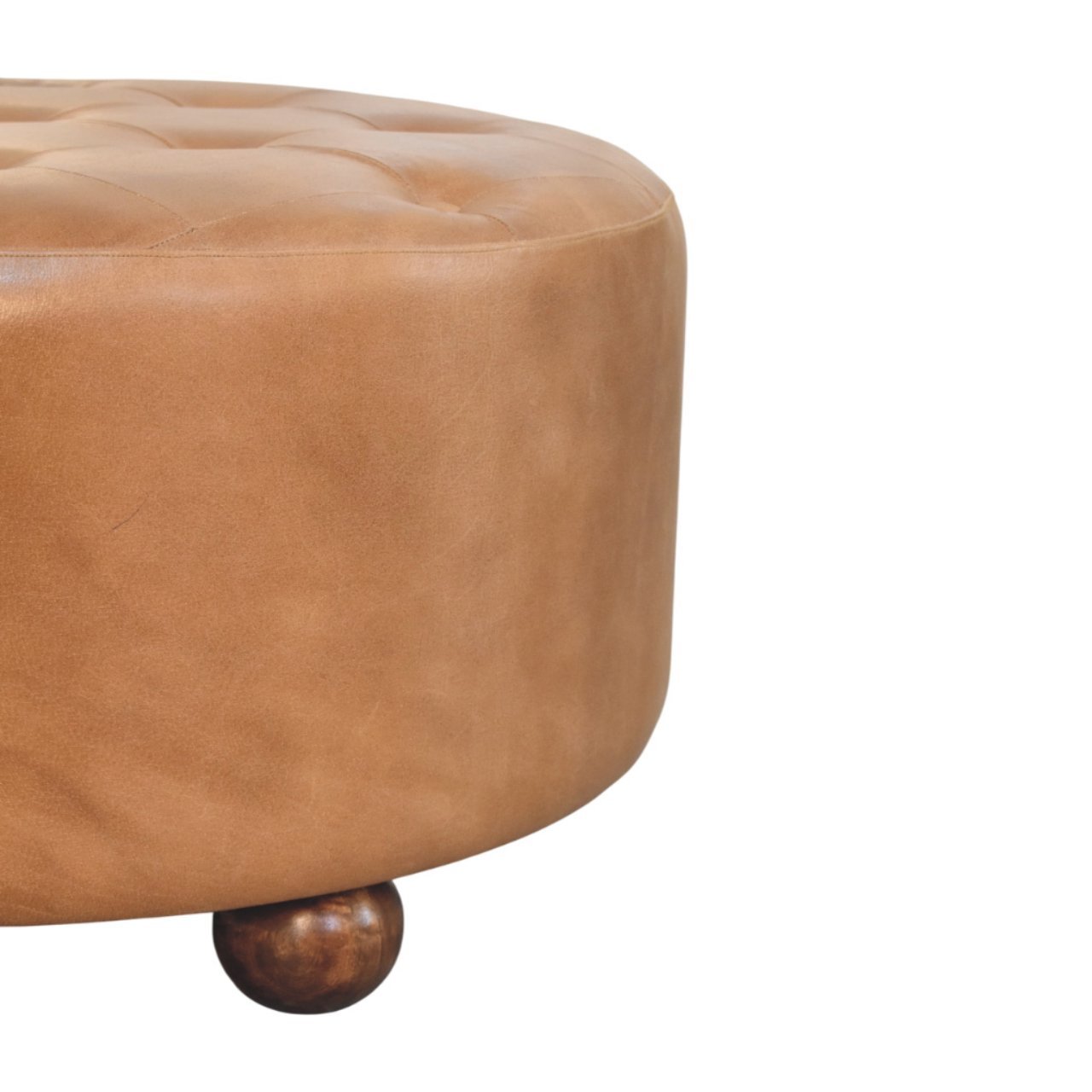 Pufa z drewna i skóry – 82 cm - Image 5