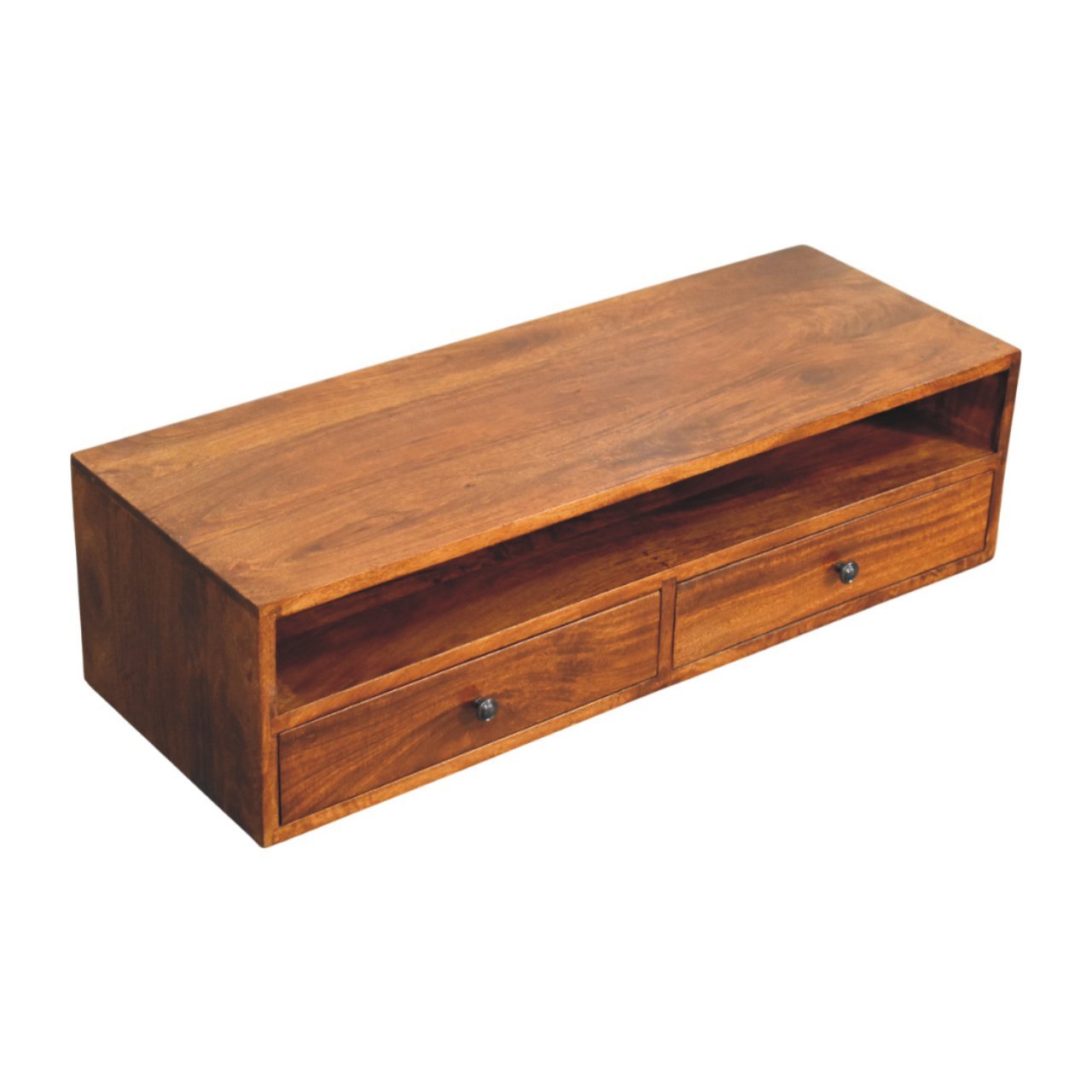 Szafka RTV z litego drewna mango – kasztanowa, 88 cm — model IN4006 - obrazek 4