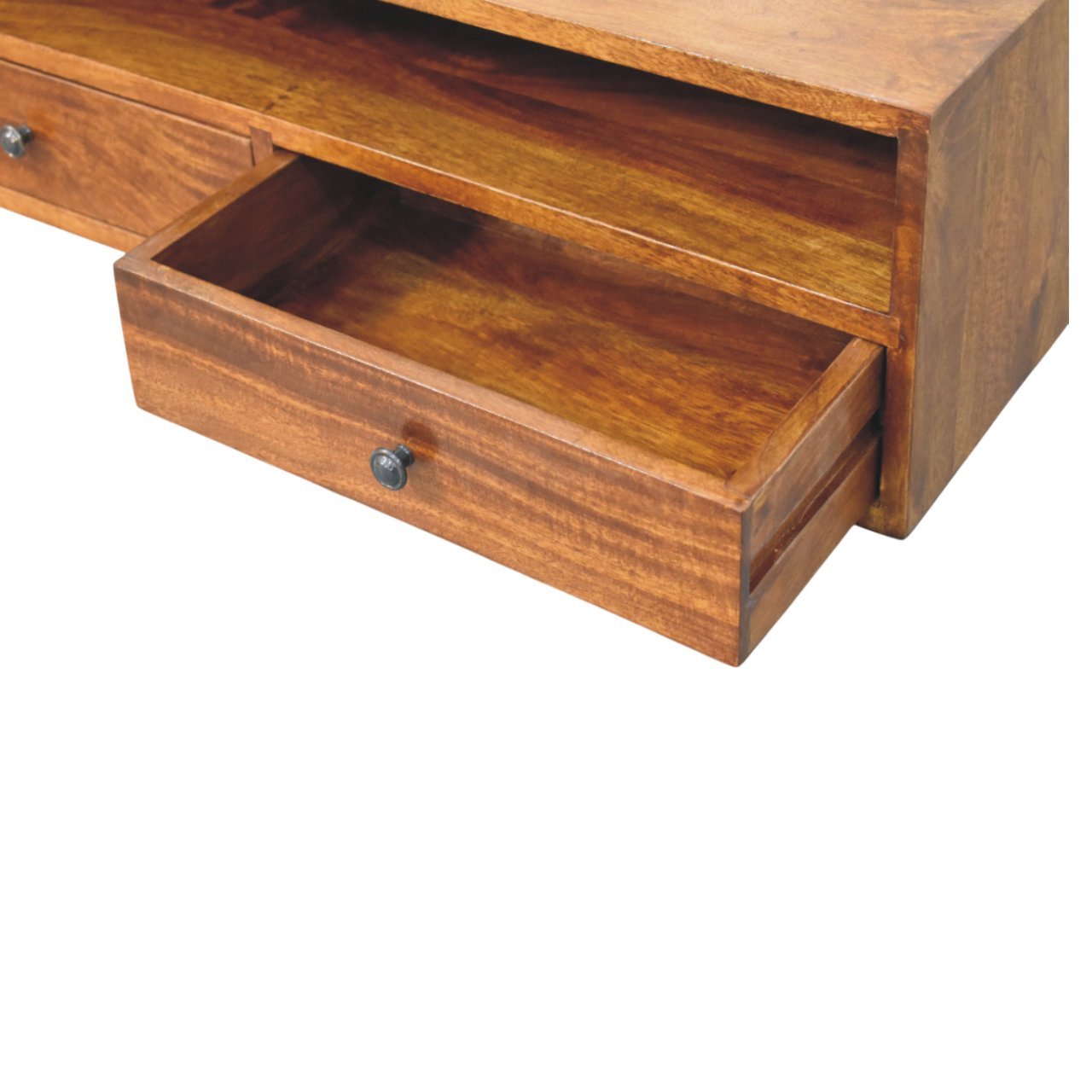 Szafka RTV z litego drewna mango – kasztanowa, 88 cm — model IN4006 - obrazek 6