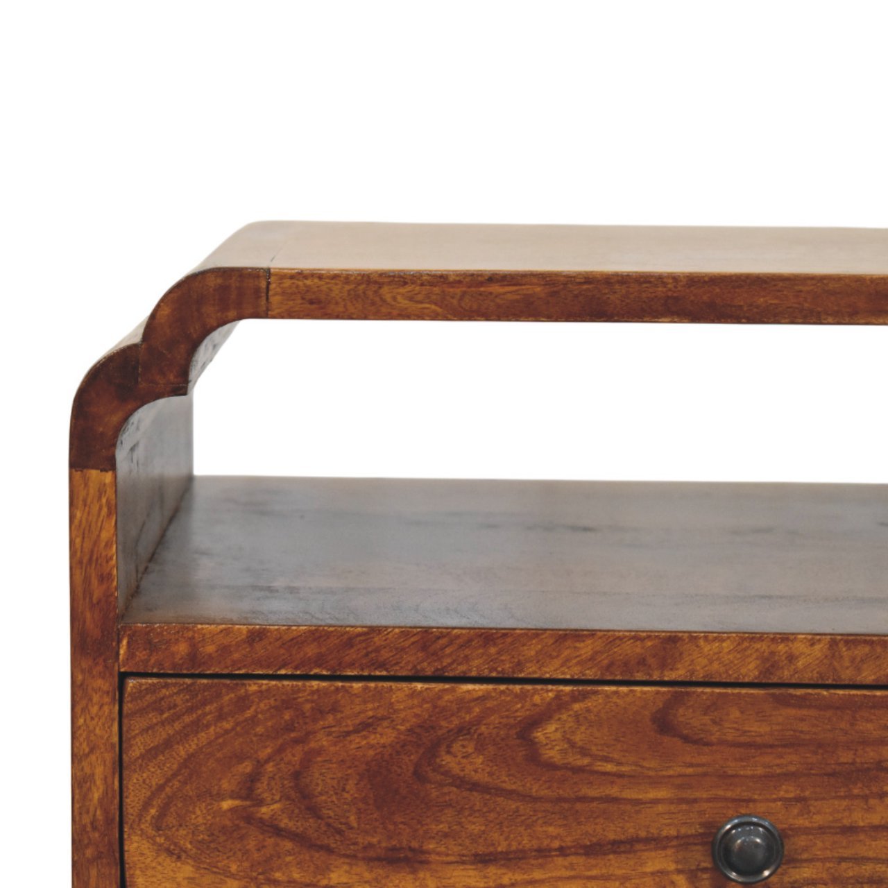 Szafka nocna z litego drewna mango – kasztanowa, 45 cm — model IN4010 - obrazek 3