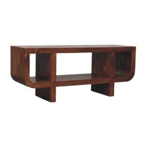 Szafka RTV z litego drewna mango – kasztanowa, 120 cm