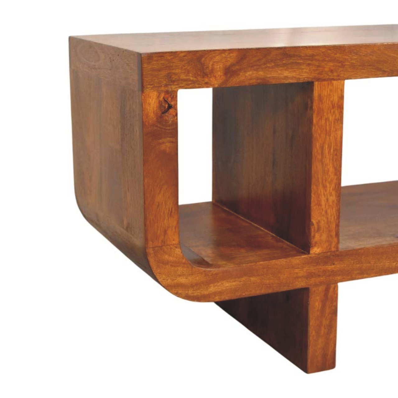 Szafka RTV z litego drewna mango – kasztanowa, 120 cm - obrazek 6