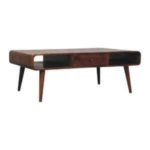 Stolik kawowy z litego drewna mango – kasztanowy, 120 cm — model IN4018
