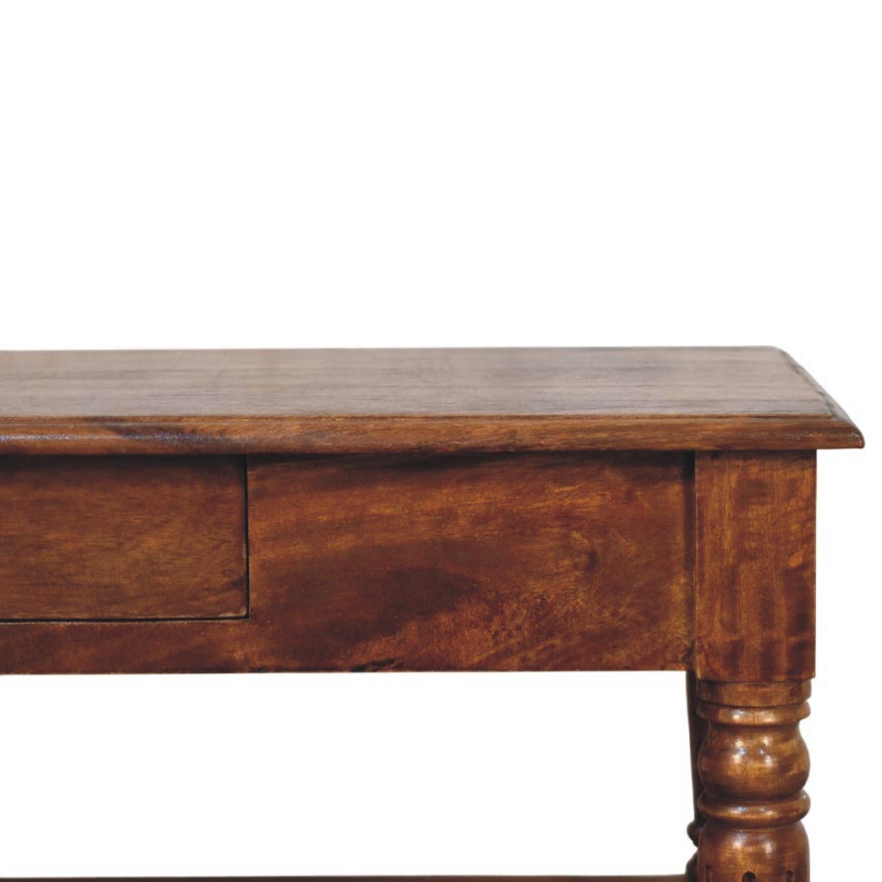 Stolik kawowy z litego drewna mango – kasztanowy, 85 cm — model IN4021 - obrazek 3