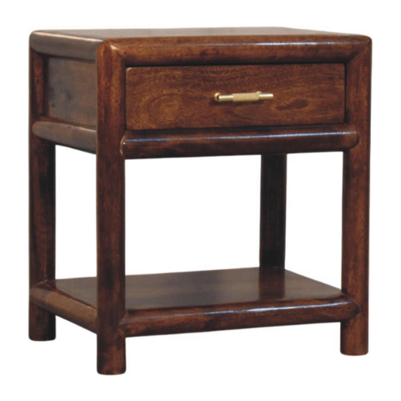 Szafka nocna z litego drewna mango – kasztanowa, 45 cm — model IN4022 - Image 2