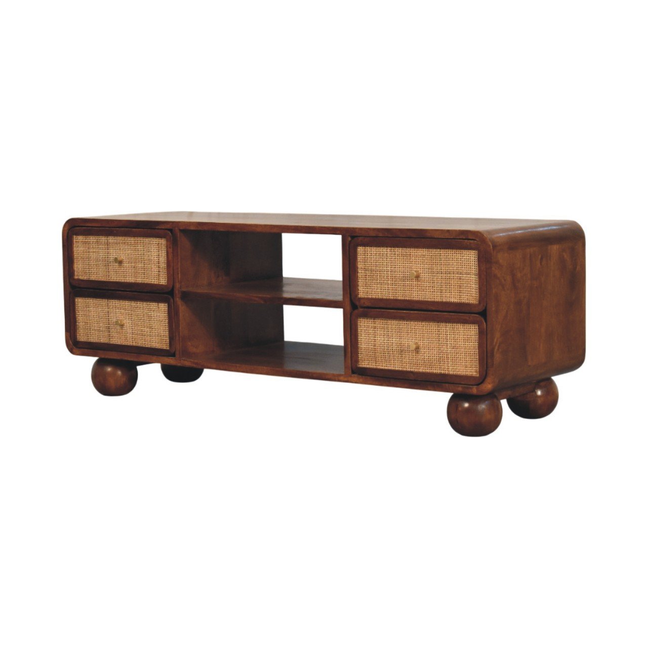 Szafka RTV Artisan IN4024 – lite drewno mango, wykończenie kasztanowe