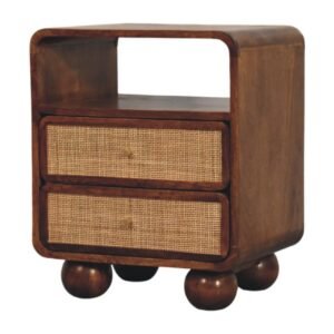 Szafka nocna z litego drewna mango – kasztanowa, 45 cm — model IN4029